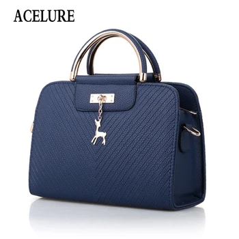

ACELURE Hard Handle School Style Solid PU Leather Shoulder Bag Flap Spring Fashion Cute Deer Sequined Pendant Women Handbags