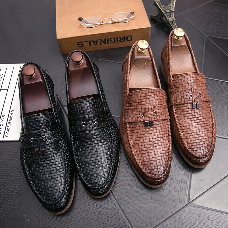 Fashion casual Shoes Loafers Men genuine Leather tassel Shoes Casual Breathable Business Shoes Zapatillas Hombre big size 47