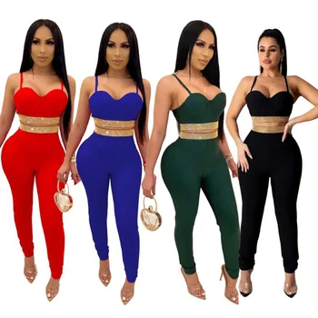 

Women Two Pieces Set Women Sets 2019 Cardigan summer Sexy Rhinestones Top And Long Pants Sets Outfits Office Lady