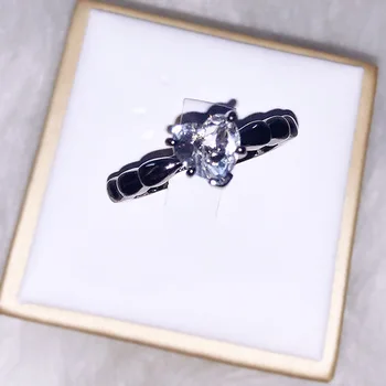 

Black Gold Heart Shaped Zircon Ring Personality Simple Female Fashion Birthday Gift Factory Wholesale