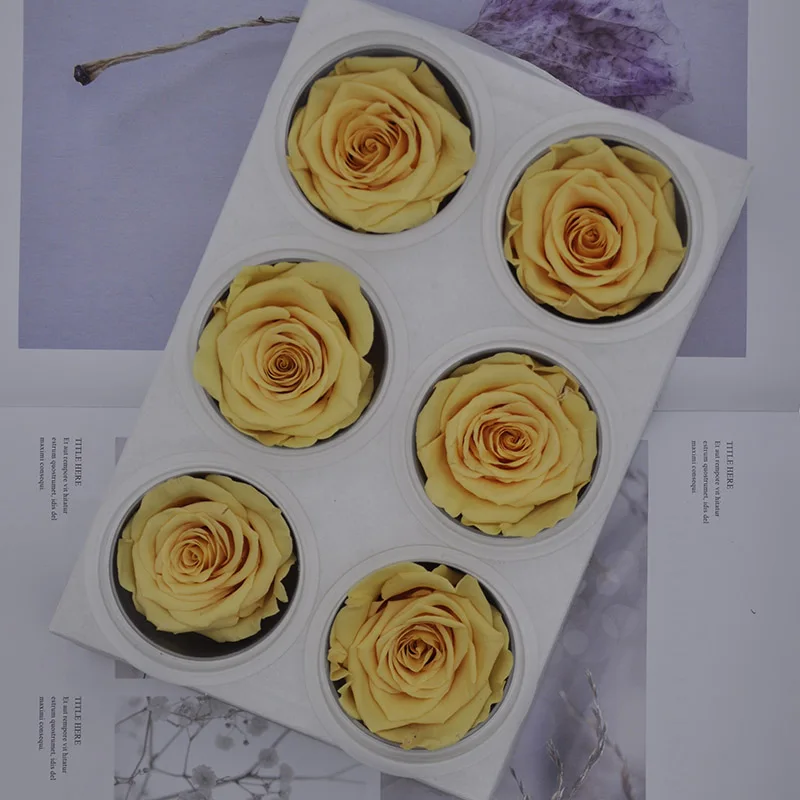 6pcs/box Flowers Rose 5-6CM Preserved Eternal Roses Box Christmas Valentine's Gifts Forever Everlasting Rose Flowers
