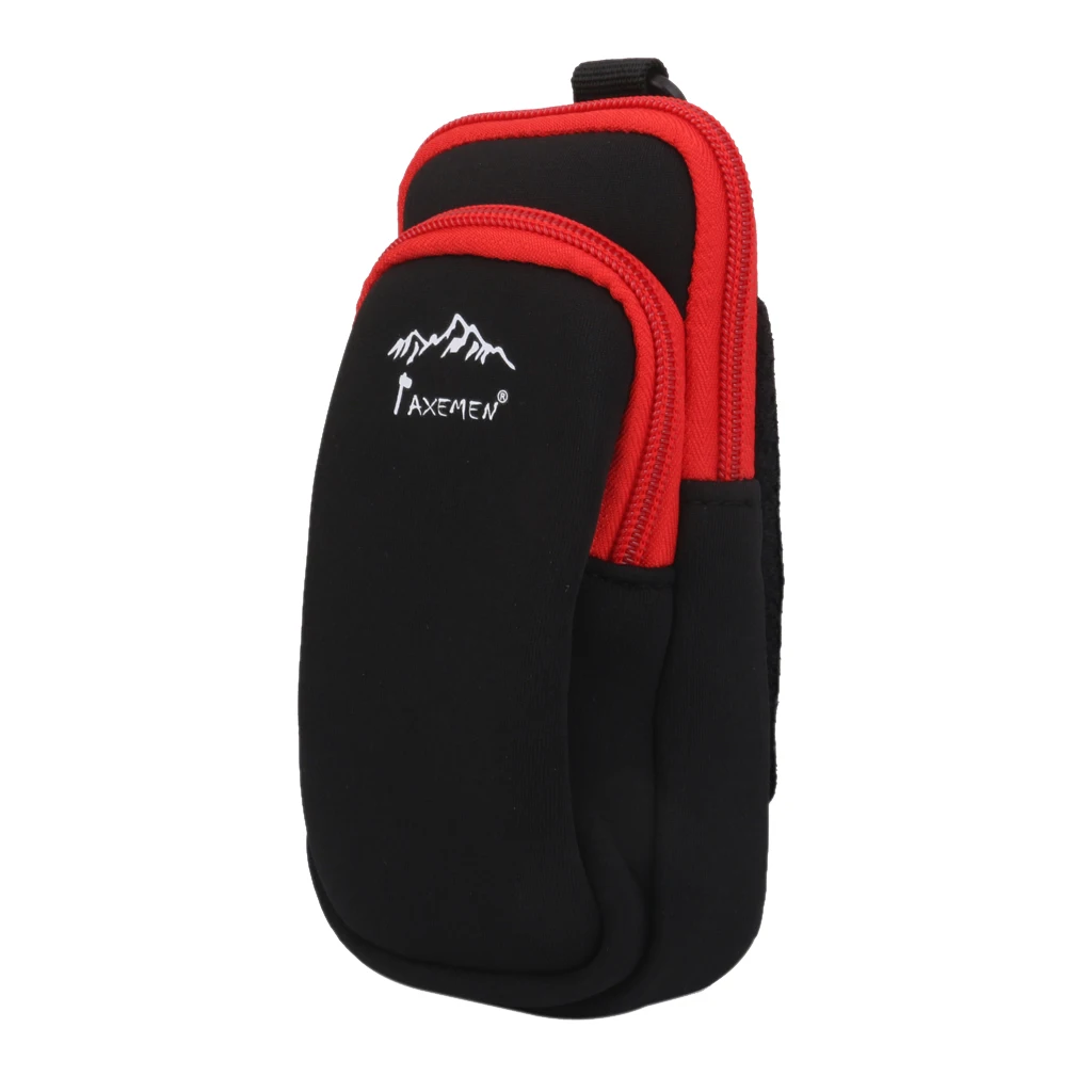 MagiDeal Professional Neoprene Dual Zip Pocket Pouch Phone Bag Case for Hiking Climbing Riding Sport L/S Size Black/Orange/Green