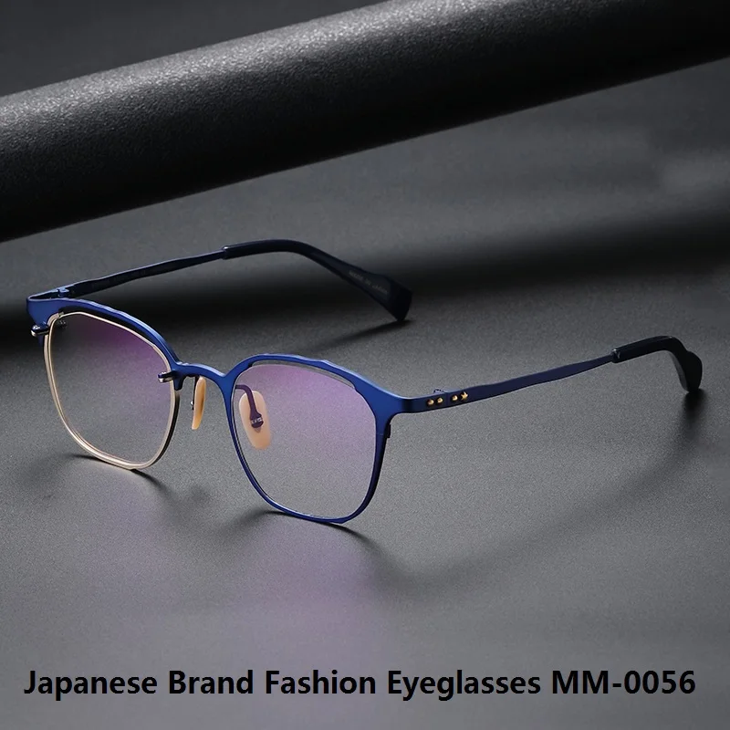 

Japan Designer MM-0056 Brand Eyeglasses Fashion Titanium Glasses Frame Men Retro Round Large Oval Women Eyewear Anti Blue Myopia