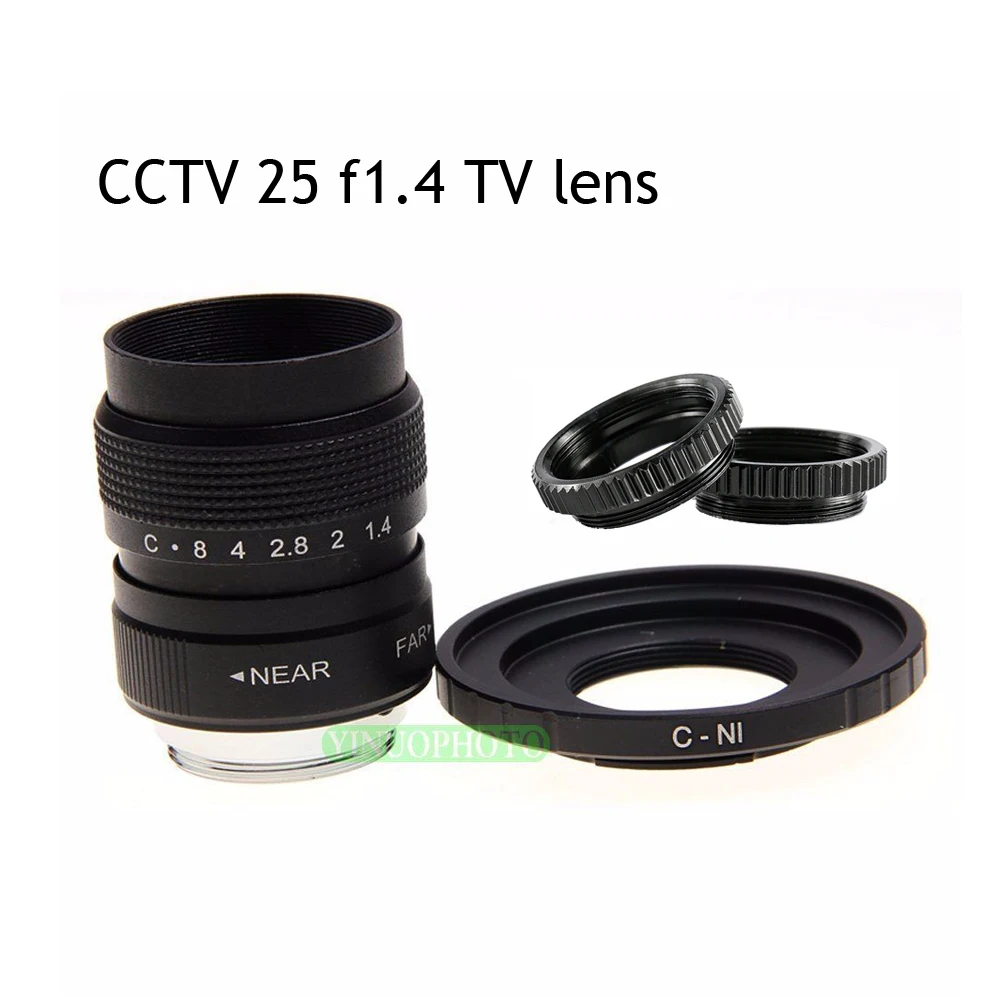 25 Millimetri F1.4 Cctv Tv Movie Lens + C Mount Per Nikon 1 Aw1 S2 J5 J4 J3 J2 J1 V3 V2 V1 C-Ni C-Nikon 1