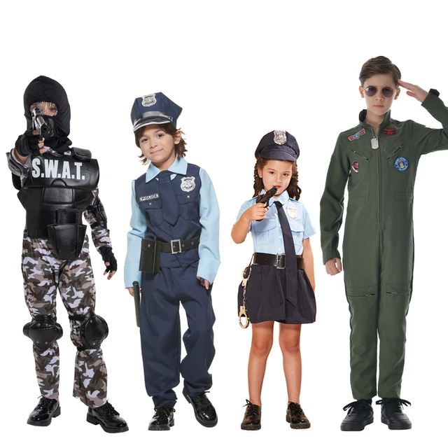 Ragazze femminile poliziotto Cosplay bambini bambini Halloween poliziotta  uniformi costumi carnevale Purim gioco di ruolo vestito da partito -  AliExpress