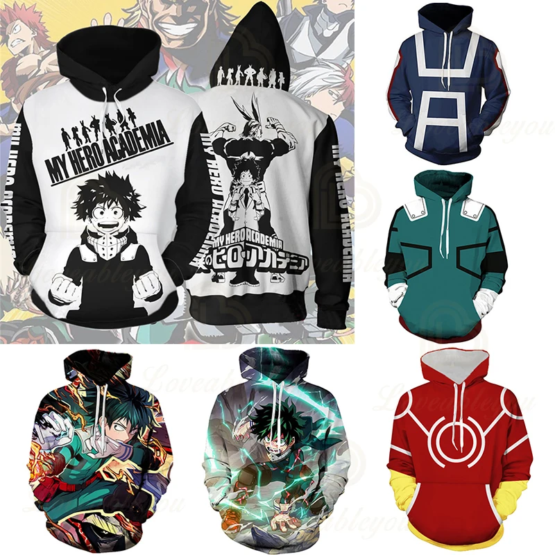 Толстовка с капюшоном моя геройская академия толстовки Midoriya Izuku Bakugou Katsuki толстовка объемным рисунком