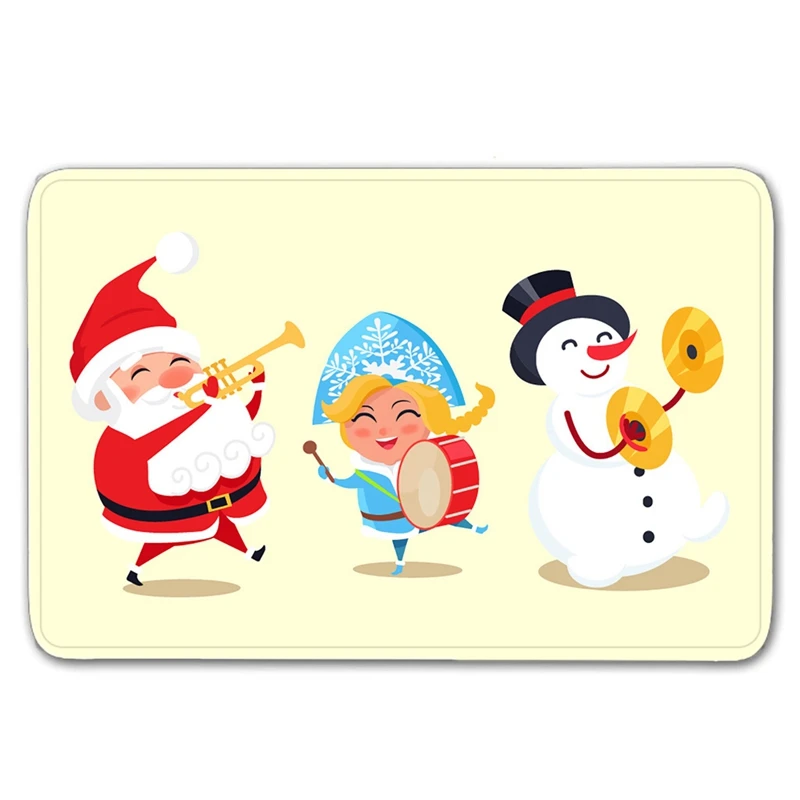 7 Merry Рождественский коврик Снегурочка старый человек фланелевый с принтом Коврик для пола Санта Клаус нескользящий коврик Рождественский домашний Декор дверной коврик - Цвет: 7