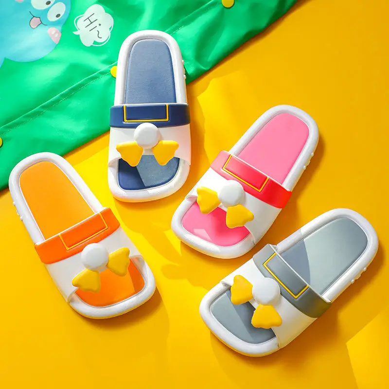 Summer Cute Cartoon Children Slippers Comfort Non-Slip Home Bathroom Slippers Boys Girls Kids Shoes Pvc Soft Sole Slip-On Shoes