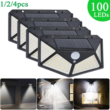 

100 LED Solar Light Outdoor Solar Lamp Powered Sunlight Waterproof PIR Motion Sensor Street Light for Garden Decoration