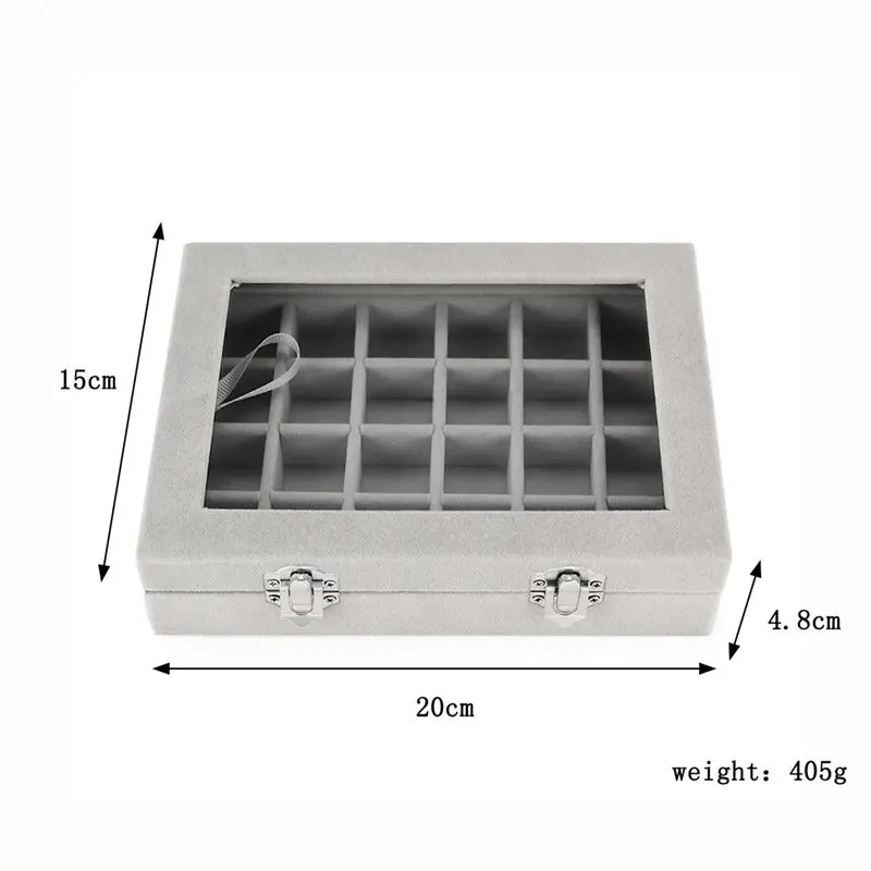 24 Сетки бархатная коробка для ювелирных изделий кольца серьги ожерелья макияж держатель, чехол, органайзер Женская бижутерия для хранения
