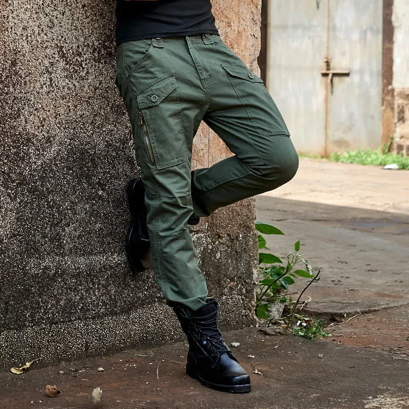 

Spring Men's Multi-pocket Loose Straight Military Tactical Pants Male Outdoor Sports Hiking Climbing Training Trousers Overalls