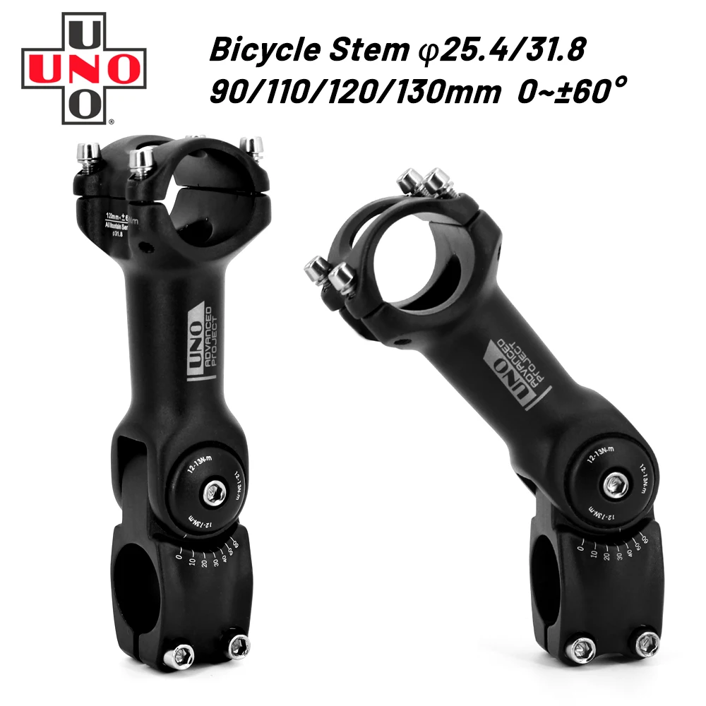 

UNO Adjustable Angle Bicycle Stems 25.4/31.8mm Handlebar Stem Riser Aluminum Alloy Front Fork Stem Adapter MTB Bike Accessories