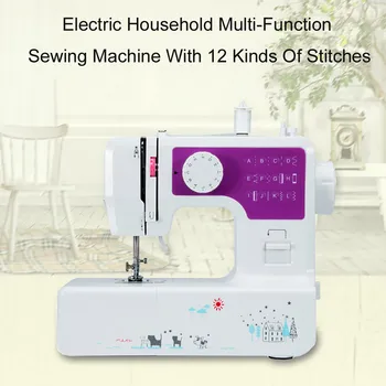 

Mini 12 Stitches Sewing Machine Household Multifunction Double Thread And Speed Free-Arm Crafting Mending Machine LED US #