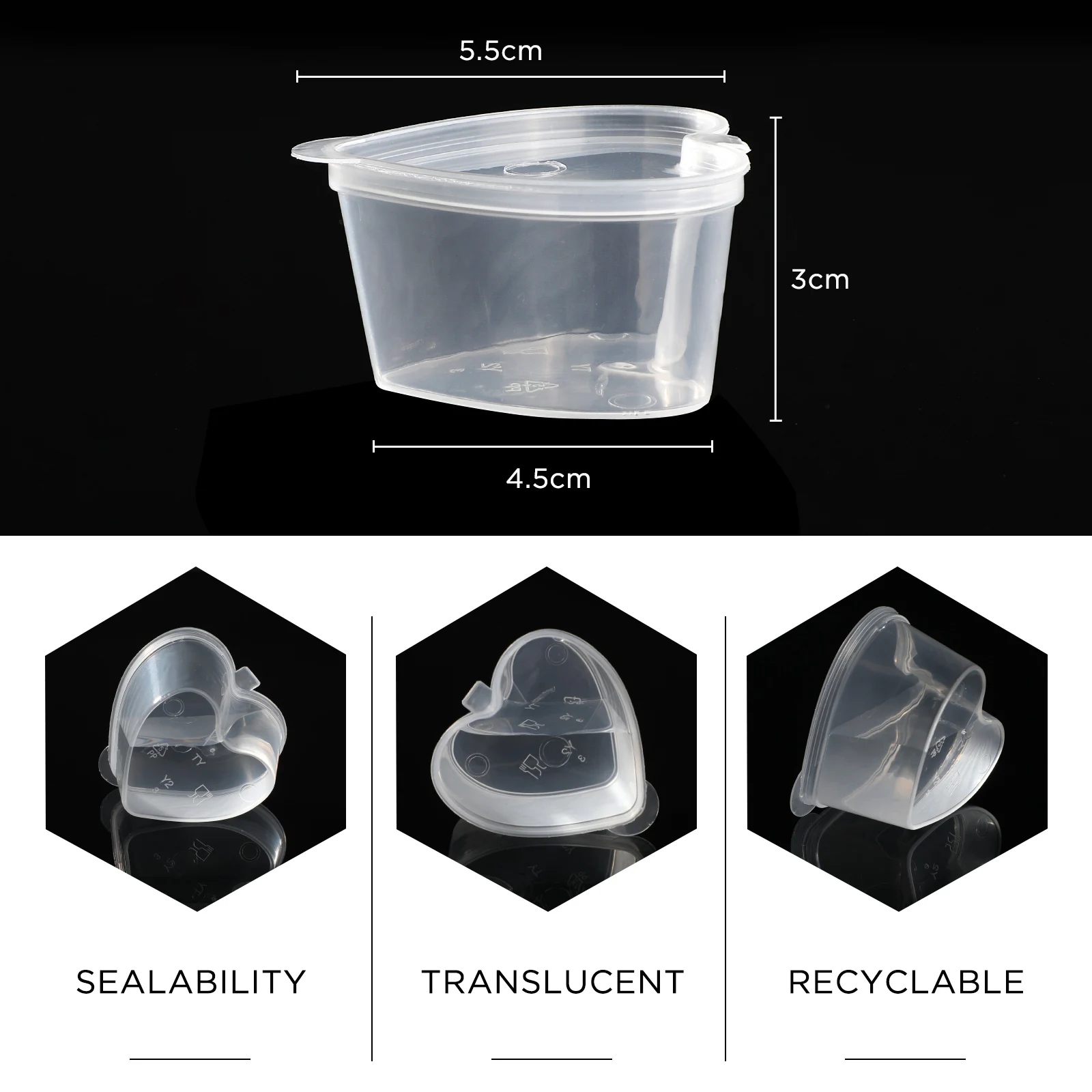 20Pcs Heart Shape Sauce Cup Food Box With Lids Disposable Plastic Storage Container Pigment Paint Box For Kitchen Organizer Home