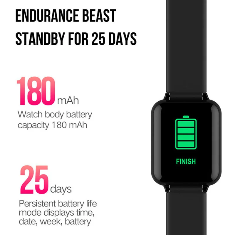  B57 Waterproof Smart Watches Heart Rate Monitor Blood Pressure Functions Sports Smartwatch for Wome - 4000238694145