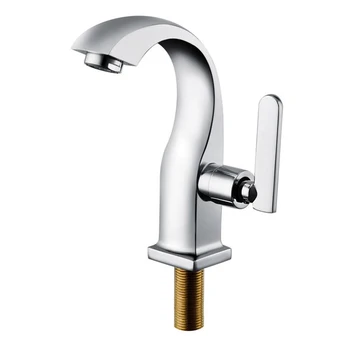 

High Quality Chrome Deck Mount Bathroom Basin Faucets Single Handle Single Hole Bath Tap Cold Water Tap