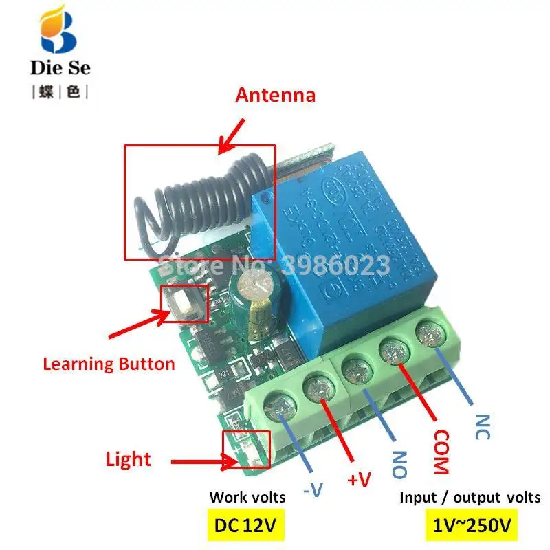433 МГц универсальный беспроводной пульт дистанционного управления РЧ реле 12 В 1CH модуль приемника РЧ переключатель и 1 Кнопка пульты для ворот гаража
