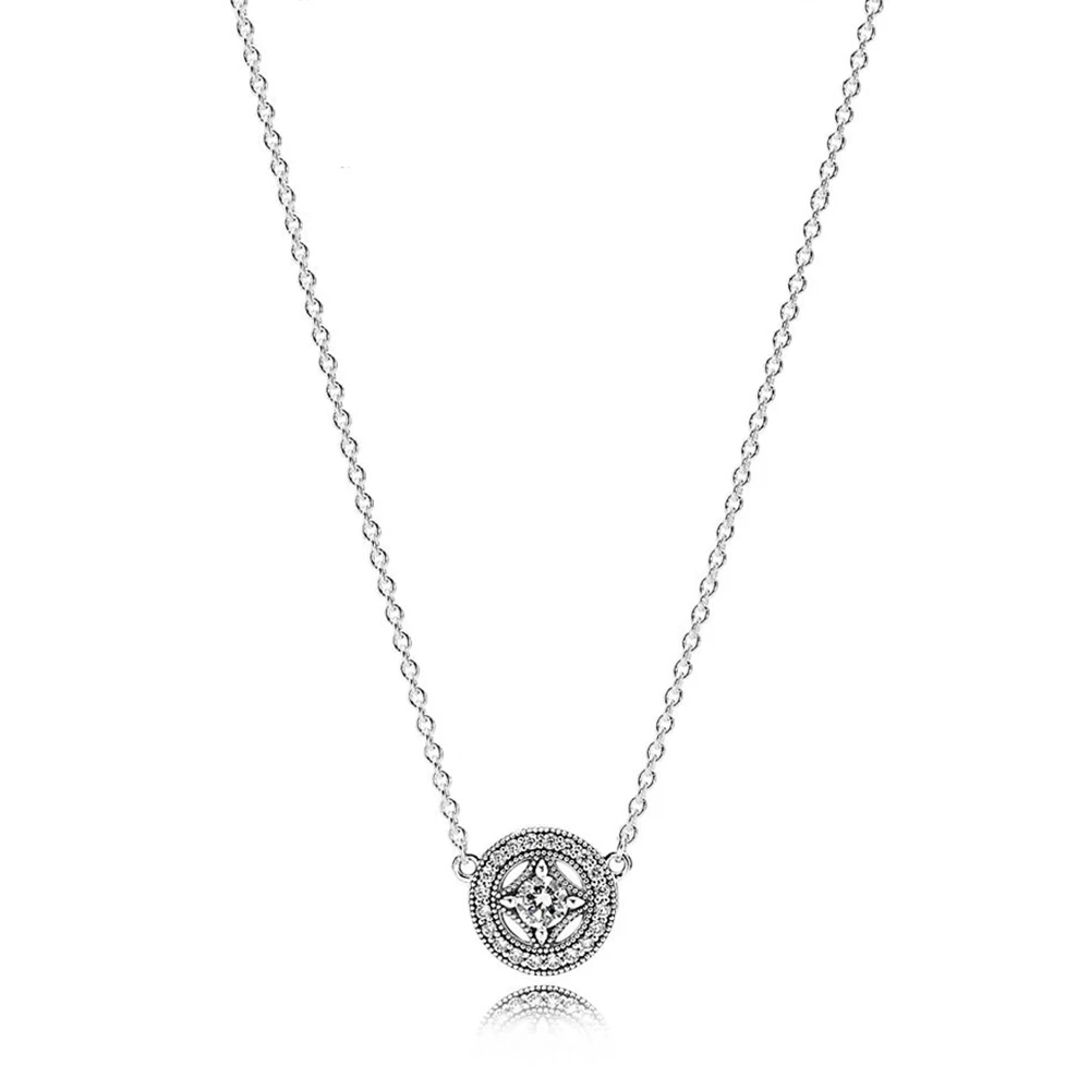 New Original S925 Sterling Silver Fashion Pendant Round Heart Necklace Women's Logo Fine Jewelry