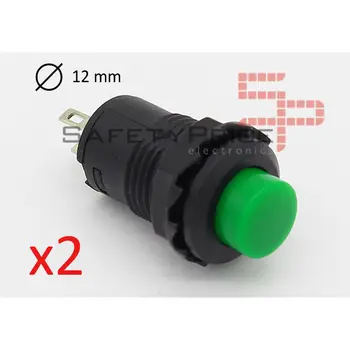

2x round green push-button 12mm recessed button ON OFF 2 positions 12mm SP