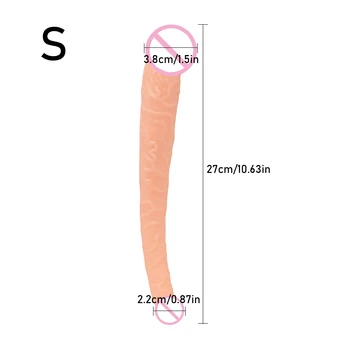 Overlength Double Dildos Soft Double Headed Penis Realistic Phallus Double Penetration Vagina and Anus Sex Toys Erotic Dick 2