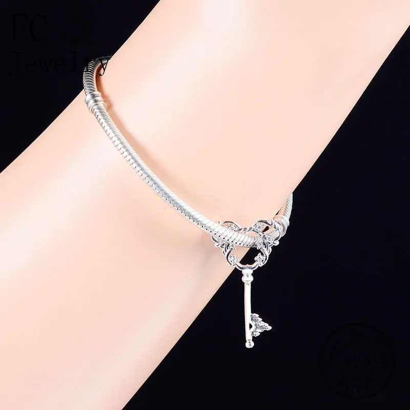 FC ювелирное изделие, браслет Pandora, 925 серебро, форма Микси, циркониевый ключ, бусины, аксессуары, ручная работа, сделай сам