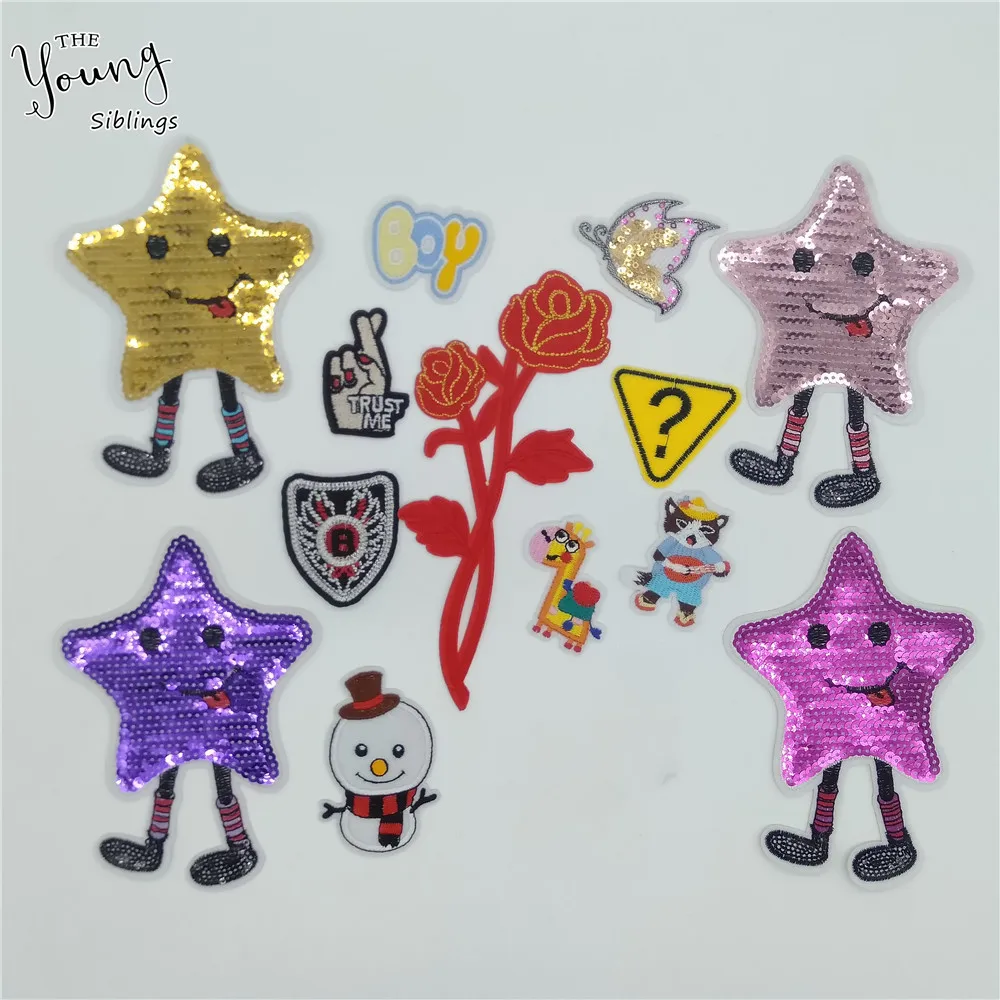 

Cartoon Sequins Iron on patch Embroidery Applique Badges Hot melt adhesive patch DIY Clothing Decorate Accessory Craft supplies