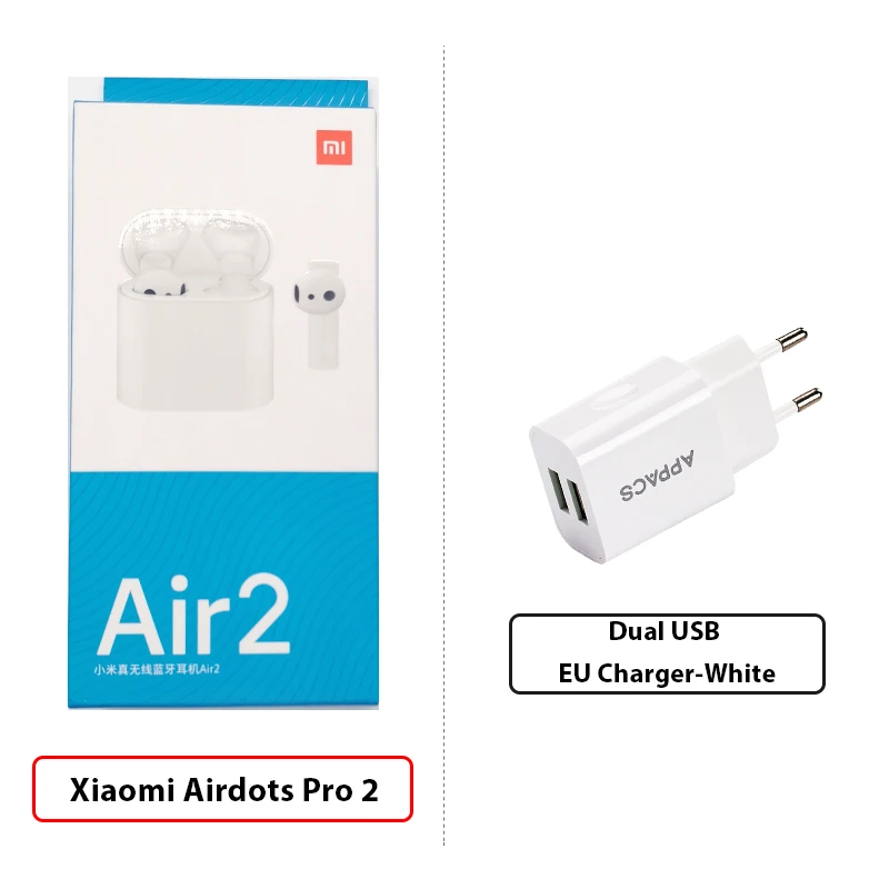 2 Add EU Charger Новые Xiao mi Airdots Pro 2 mi True беспроводные наушники 2 TWS наушники Air 2 LHDC Tap управление Dual mi C ENC - Цвет: 2 Add EU Charger