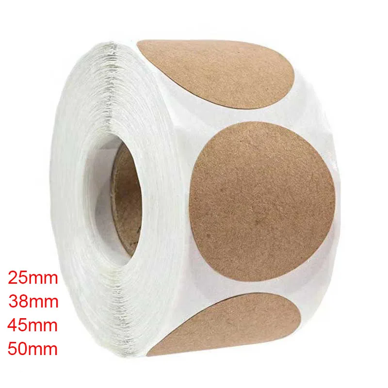 Etiquetas de papel Kraft redondas en blanco para regalo hecho a mano, papel de etiqueta DIY, pegatinas de sellado de sobre, papelería, 100/500 Uds.