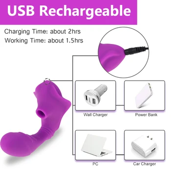 Clitoral Sucking Vibrator G Spot Dildo Vibrator with 10 Powerful Modes Clit Sucker Oral Sex Toys for Women and Couples 2 in 1 4