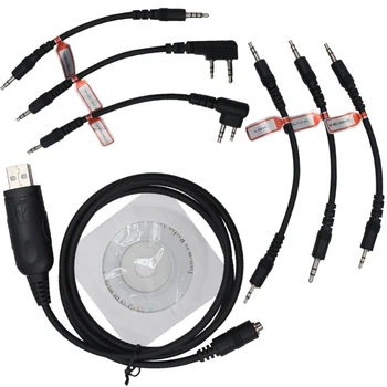 

6 in 1 Usb Programming Cable for Motorola Hyt Icom Baofeng Puxing Kenwood Yaesu Walkie Talkie Radio Date Transceiver Cable