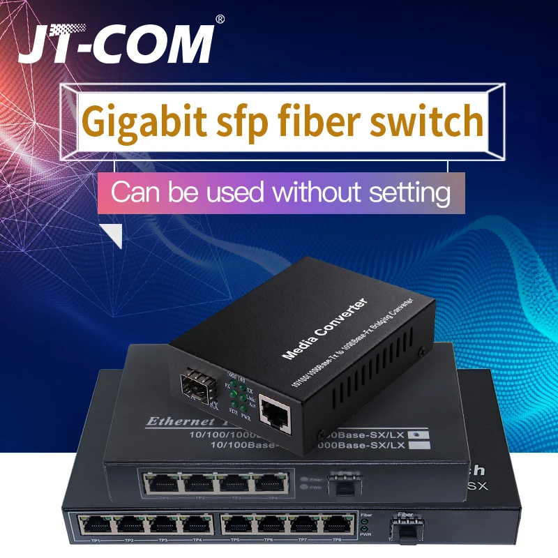 1000M 1G4E 1 sfp слот волокно 4 8 RJ45 Гигабитный оптический медиа конвертер Ethernet сетевой