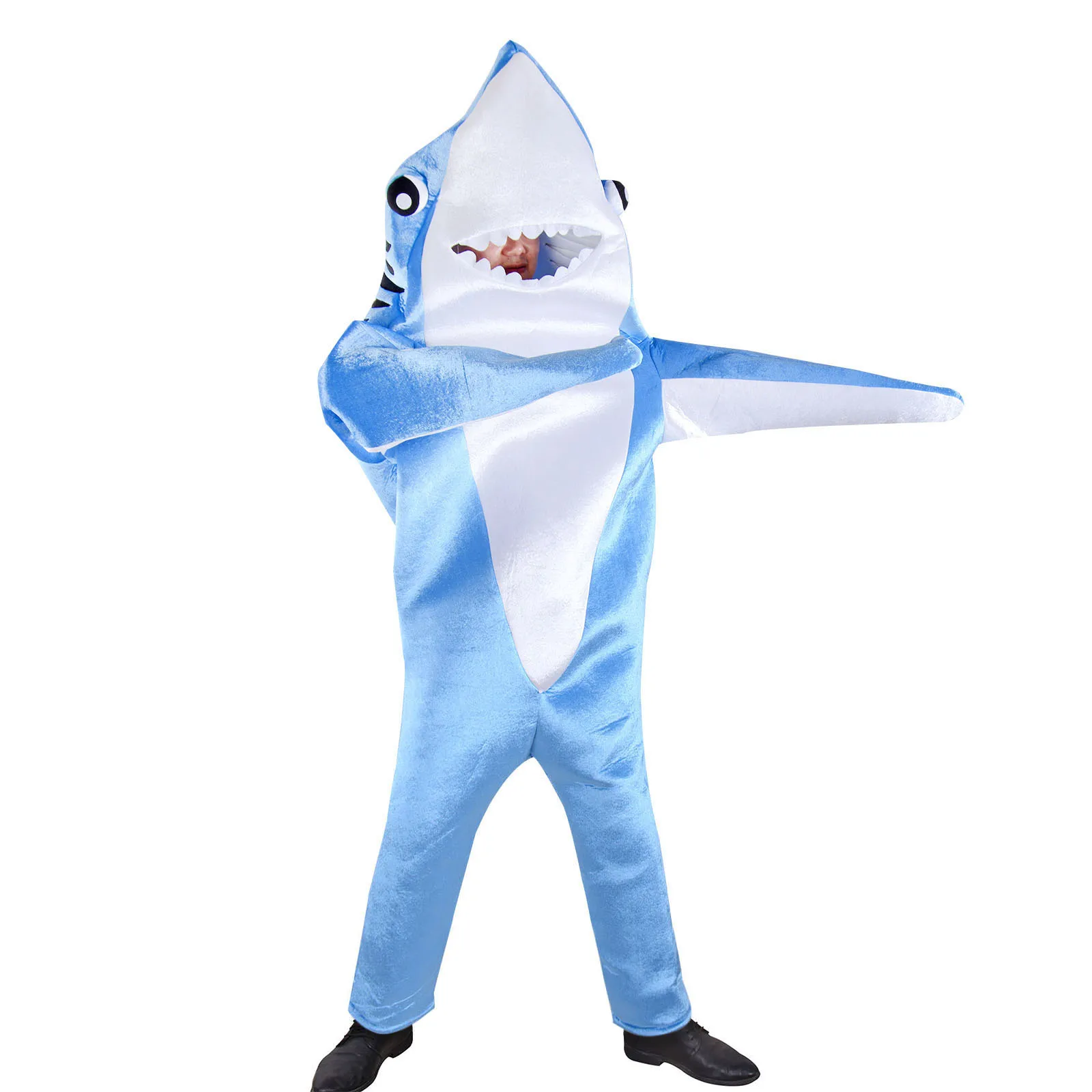 Синий костюм акулы Взрослый море животное талисман забавная Акула комбинезон вечерние карнавальный костюм на Хэллоуин нарядное платье подарок на день рождения