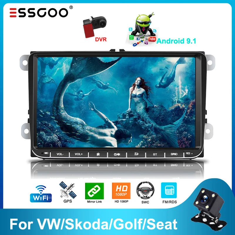 Essgoo 2din Android 9 1 Car Radio Bluetooth 9 2gb 1gb Rds Am Dab Autoradio Gps Navigation Wifi Multimedia Player For Vw Skoda Car Multimedia Player Aliexpress