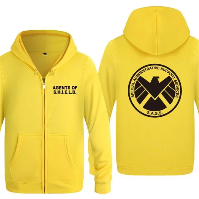 yellow hoodie 11 Мужская толстовка с капюшоном агенты щита толстовки мужские флисовые с длинным рукавом куртка на молнии пальто толстовка хип-хоп костюм для катания на коньках большой размер - Цвет: yellow hoodie 11