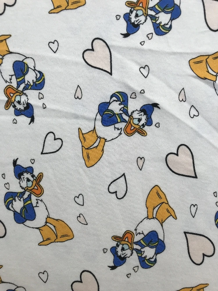 Классическая Трикотажная хлопковая ткань с изображением утки из мультфильма для шитья, Лоскутная Одежда для маленьких мальчиков и девочек, 50*165 см