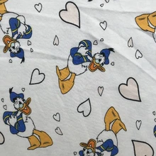 Классическая Трикотажная хлопковая ткань с изображением утки из мультфильма для шитья, Лоскутная Одежда для маленьких мальчиков и девочек, 50*165 см