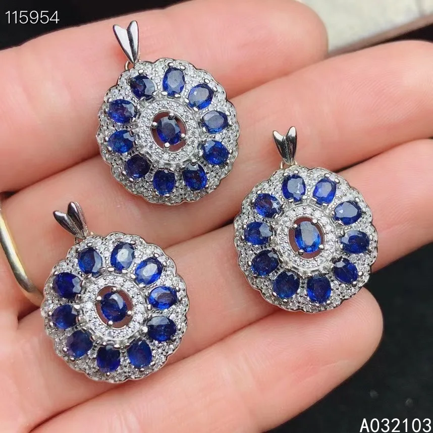 

KJJEAXCMY fine jewelry 925 Sterling Silver inlaid natural sapphire Women's luxury noble gem necklace pendant hot sale support te