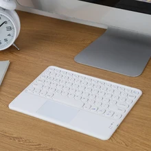 Mini teclado bluetooth da tabuleta com touchpad redondo boné fino teclado sem fio para ipad ios/android/windows telefone tablet pc