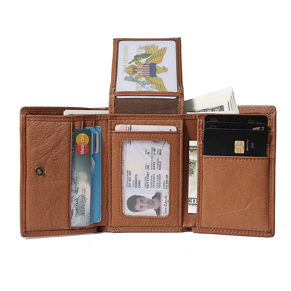 Мужской кожаный бумажник RFID, маленькие кошельки для карт, для мужчин, натуральная кожа, три сложения, тонкий мужской кошелек, кошелек с клапаном, ID Окно