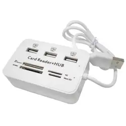 Практичный Портативный Plug and Play высокого Скорость USB 2,0 комбо Мульти-устройство для чтения карт USB 3-Порты и разъёмы 2,0 концентратор драйверы