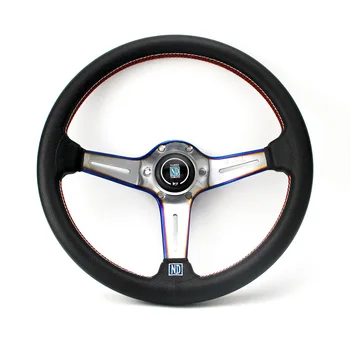 

Universal ND Steering Wheel 14inch 350mm Genuine Leather Auto Racing Steering Wheel Replacement Aluminum Frame