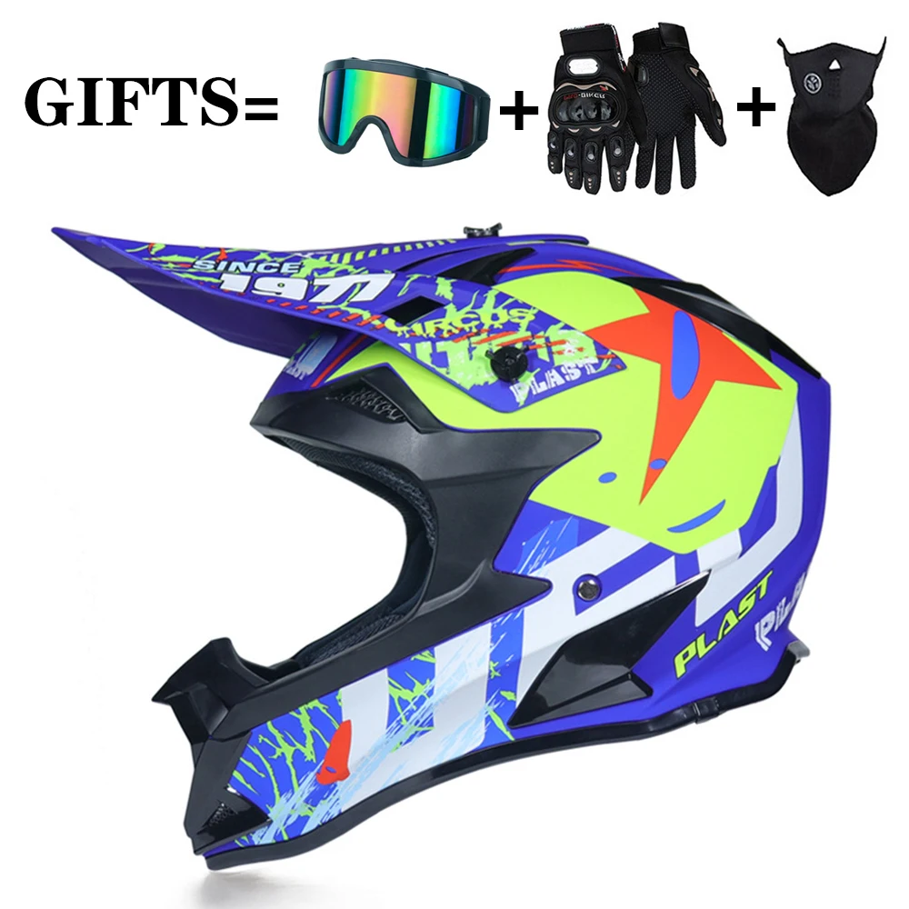 3 Gifts Graffiti Cartoon Racing Off-Road Motorcycle Men Helmet DOT Women Motocross Motorbike Moto Casco Vintage