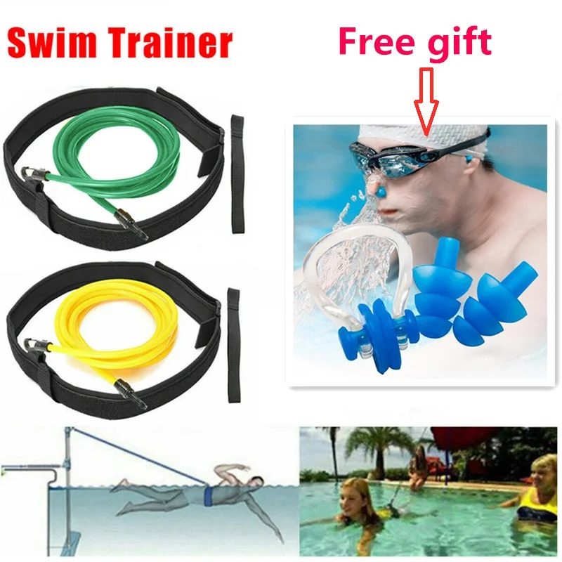 

Adjustable Swim Trainer Resistance Elastic Belt Swimming Exerciser Safety Rope Latex Tubes Fast Ship