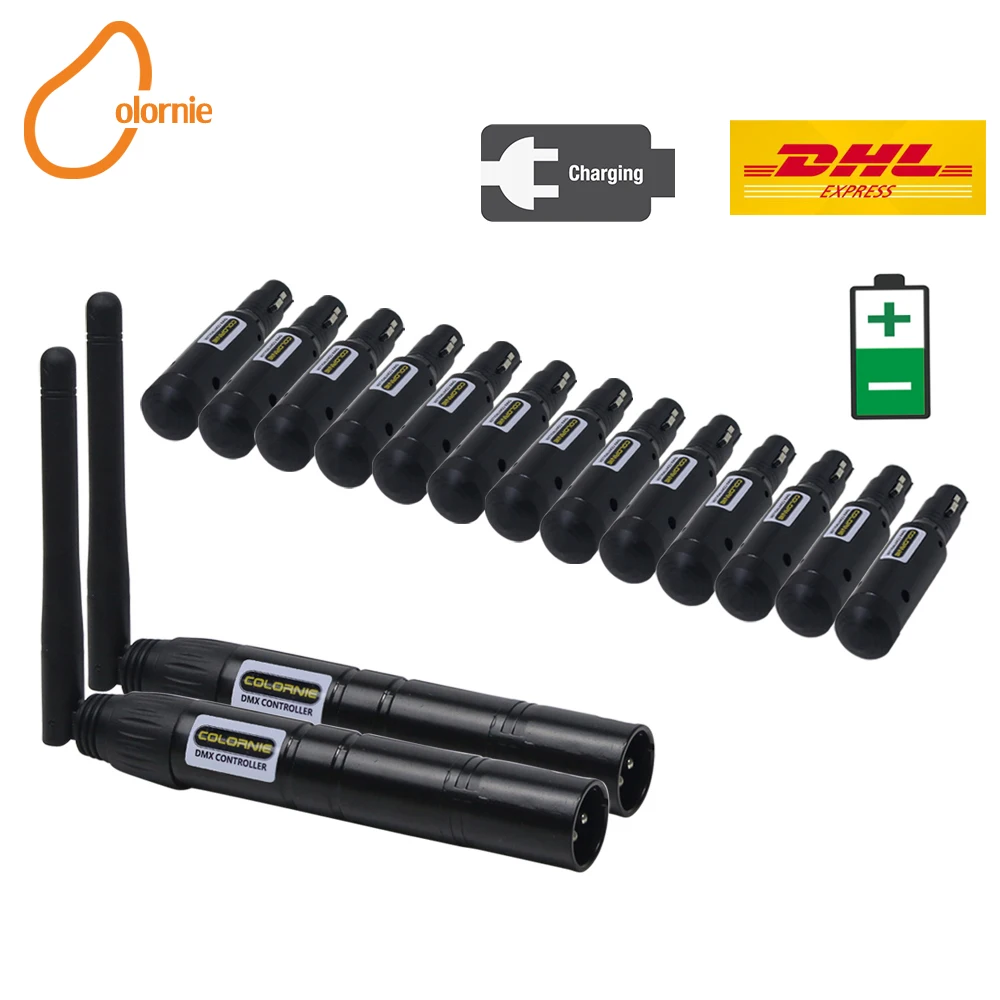 15 шт./лот беспроводной DMX перезаряжаемый контроллер передатчик и Dmx512 приемник