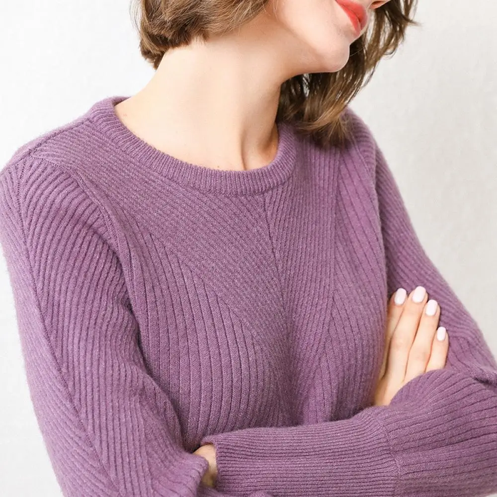 

Loose Knitted Sweater Women Jumpers Long Sleeve o-neck Woman Pullovers Sweater 2020 Autumn Winter Solid color Casual Sweater New