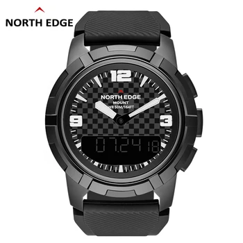 

Mens Watches NORTH EDGE Men Sport Watch Stainless Steel Male Dual display Waterproof Quartz Digital Clock Military Wristwatch
