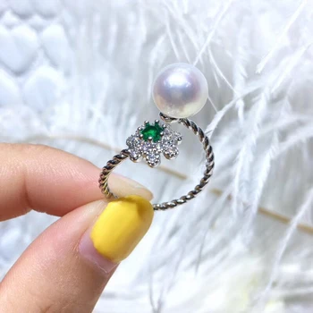 

Popular 925 Sterling Silver Adjustable Ring Settings Findings Mountings Parts for Oyster Pearl Corals Jade Beads Stones