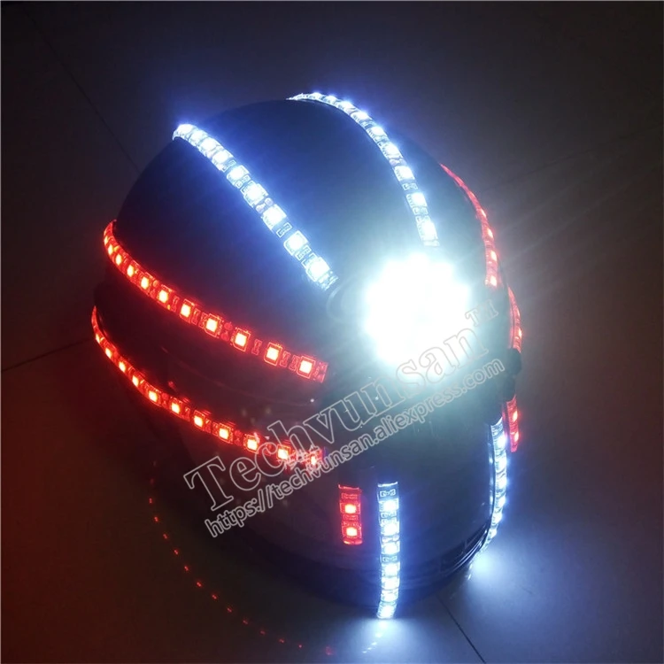 Led синий красный Светящийся Шлем светодиодная маска для выступлений для бара ночного клуба сценический робот лазерный танцевальный реквизит
