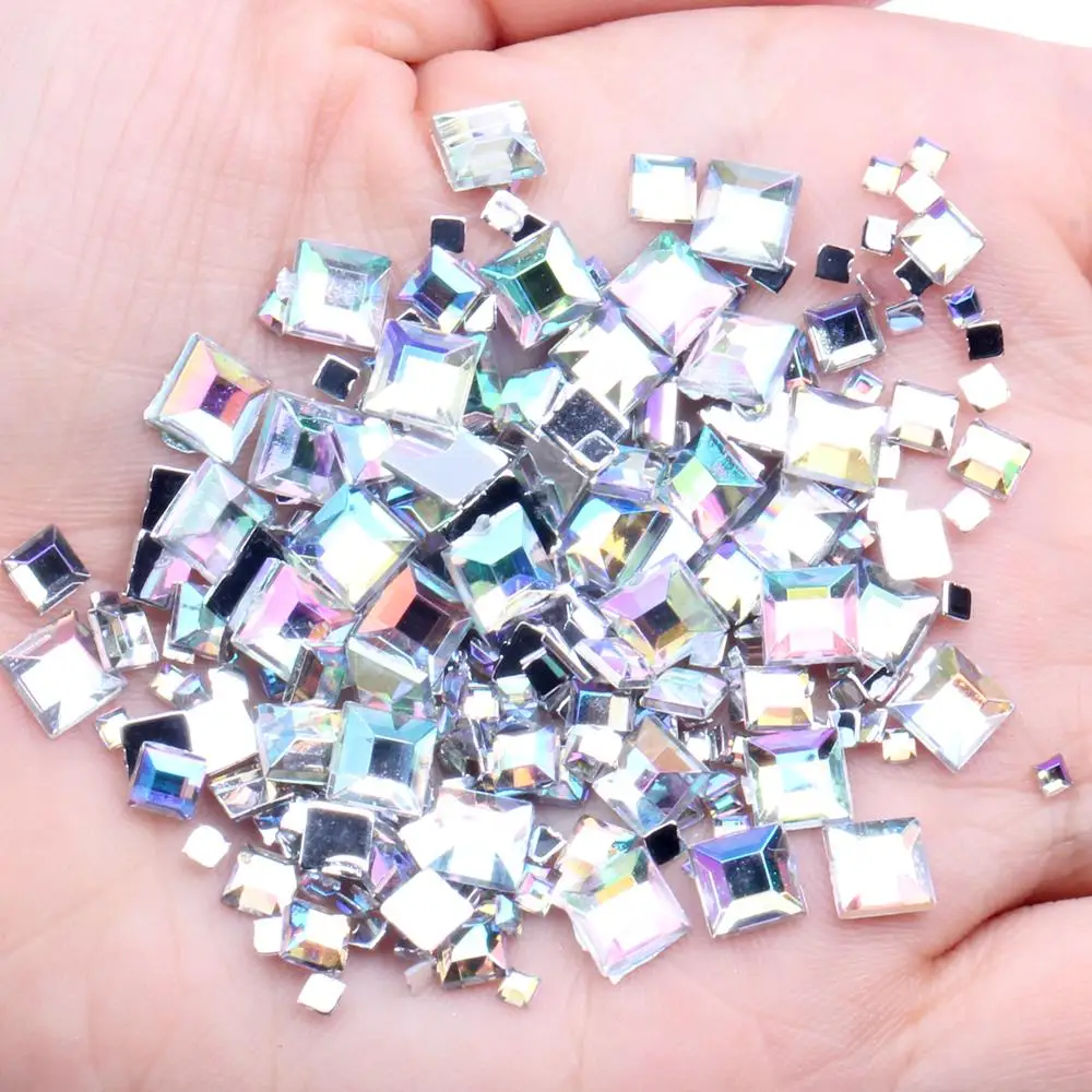 38 crystal ab Акриловые стразы с плоской задней поверхностью, каменные квадратные 2 мм 1 г 300 шт для рукоделия, скрапбукинга, поделок, одежды, украшения для ногтей - Цвет: 38 crystal ab