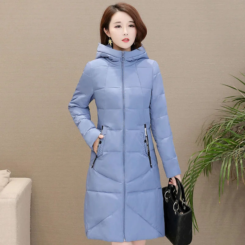 

Simple Long Slimming Fashion Warm Cotton Coat 2019 Winter New Style Korean-style Long Sleeve Hooded Commuting Elegant Cotton-pad